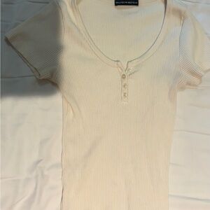 Brandy Melville White Cap Sleeve Ribbed Fitted Top